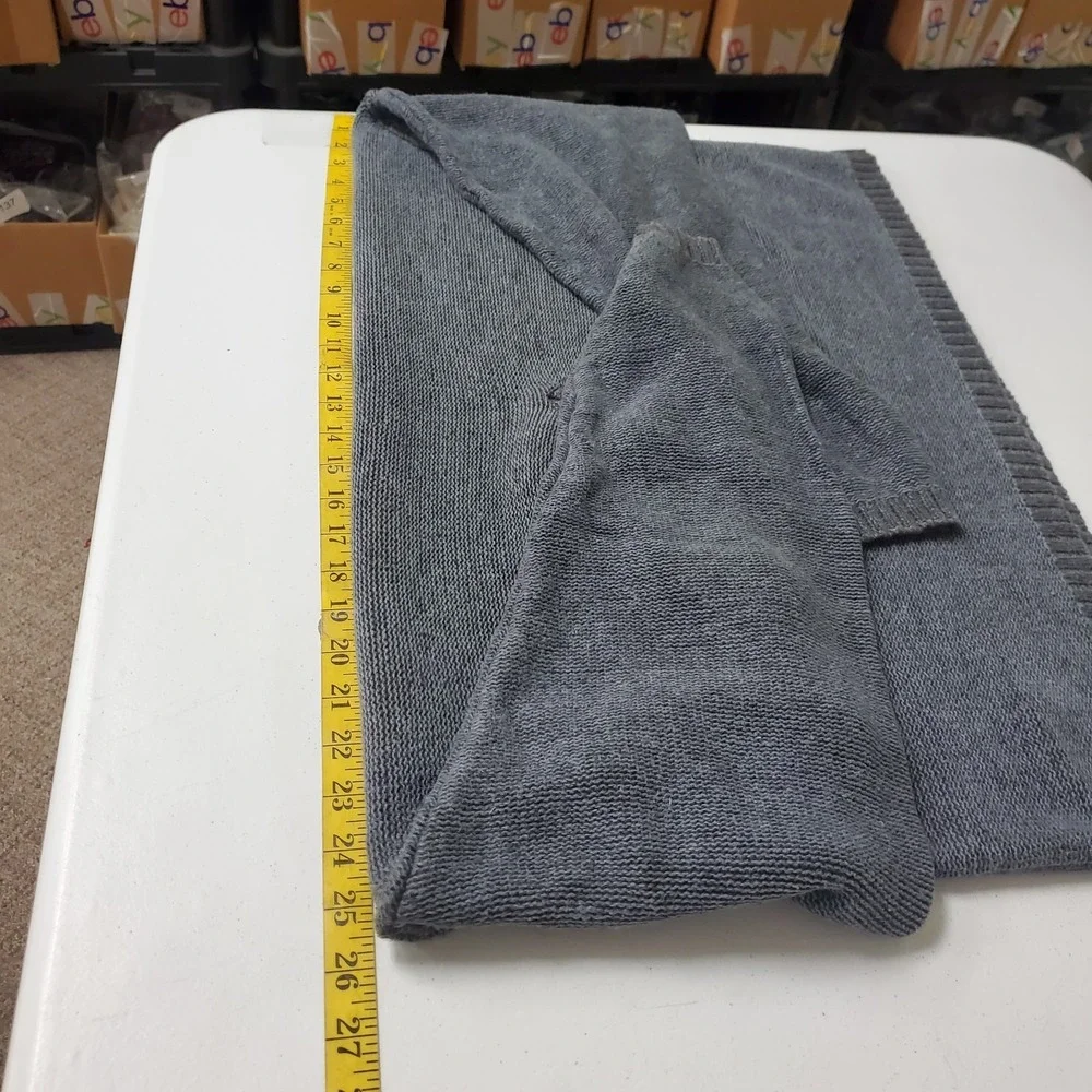 Vintage Express Mens Thick Knit V Nece Ribbed Trim Sweater Size L Heathered Blue